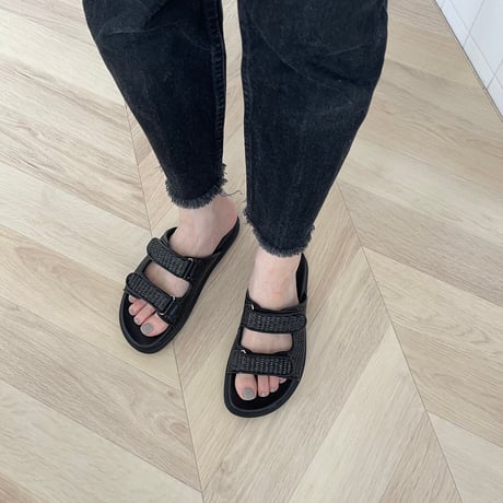 Raffia double strap sandals