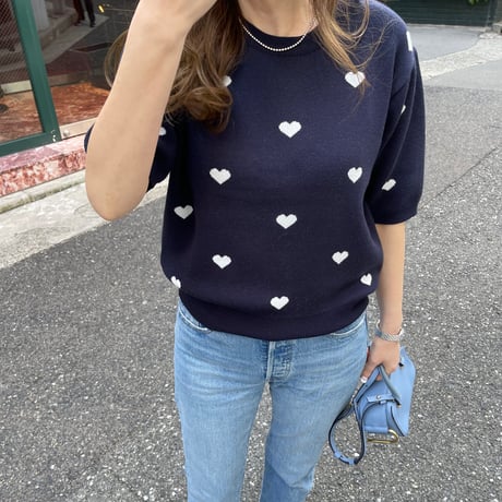 Heart knit(Navy)