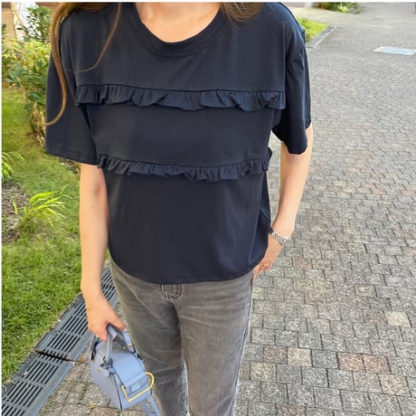 Dowble frill t-shirts(Navy)