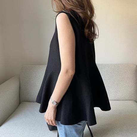 Flare knit pullover(Black)