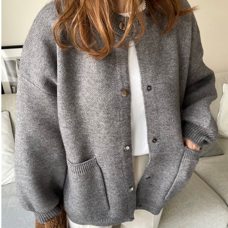 Double pocket cardigan (Gray) | K