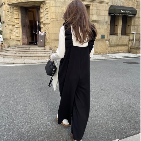 Sholder frill salopetto(Black)