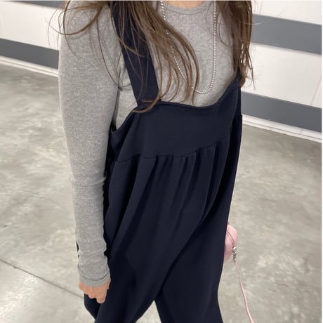 Wide pants salopetto(Navy)