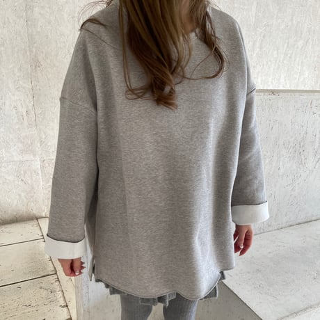 Side cut box pullover(Gray)