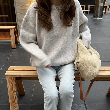 Wool blend crew neck knit(Oatmeal)