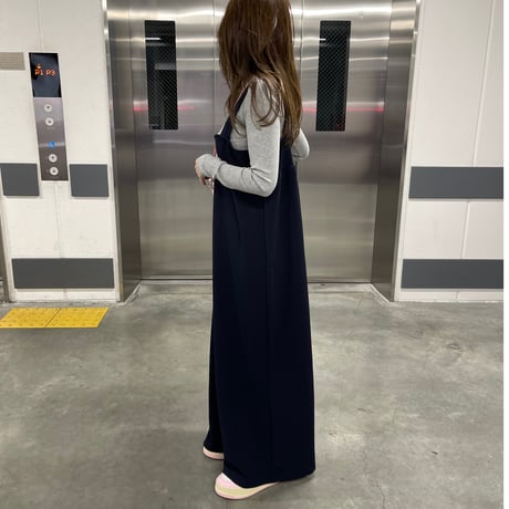 Wide pants salopetto(Navy)