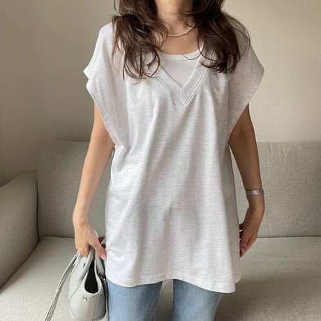 V-neck sweat vest(Light gray)