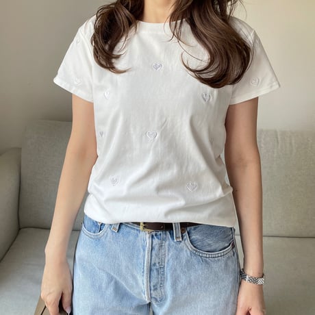 Heart basic t-shirts(White)
