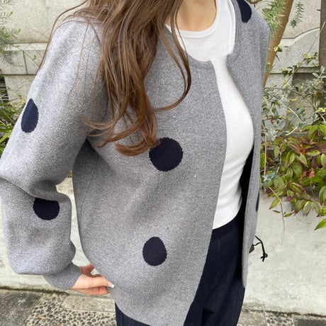Dot cardigan(Gray)