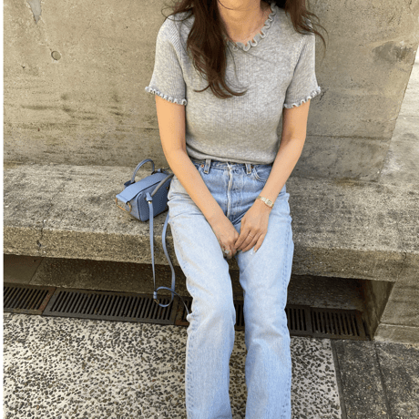 Mellow piping half knit(Gray)