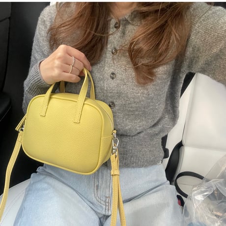 Leather mini square bag(Yellow)