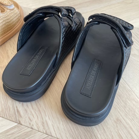 Raffia double strap sandals