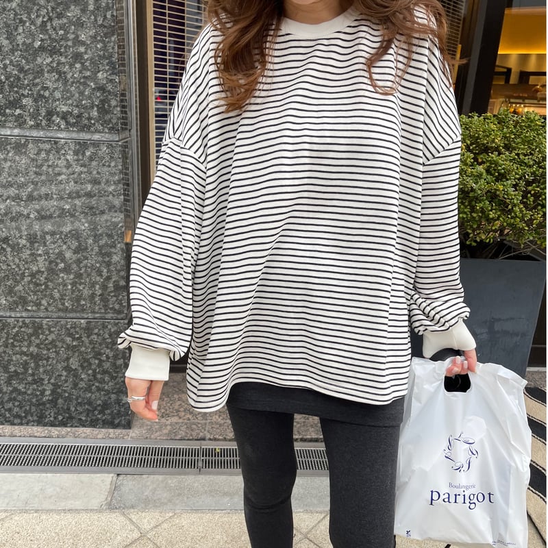 Border long t-shirts(Ivory) | K