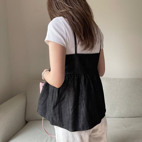 Denim flare camisole(Black)