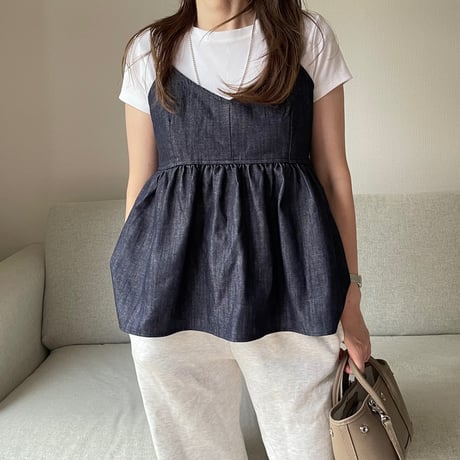Denim flare camisole(Blue)