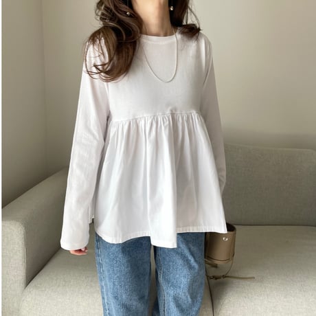 Flare gather tops(White)