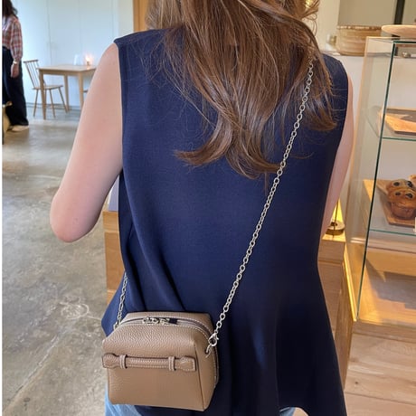 Leather mini pochette(Greige)