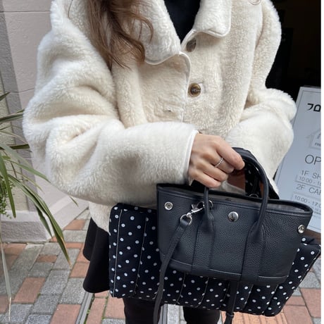 Leather mini tote bag(Black)