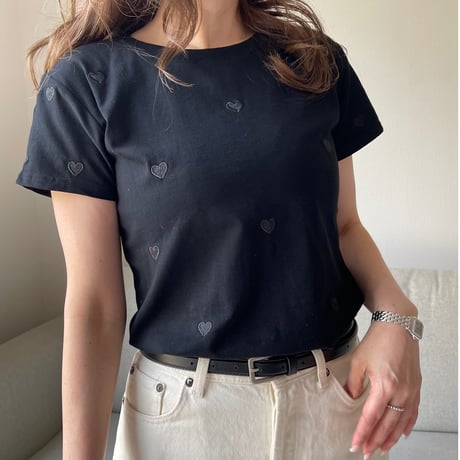 Heart basic t-shirts(Black)