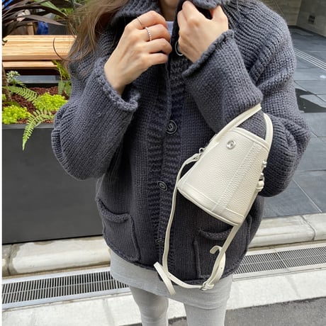 Stand collar volume cardigan(Charcoal gray)