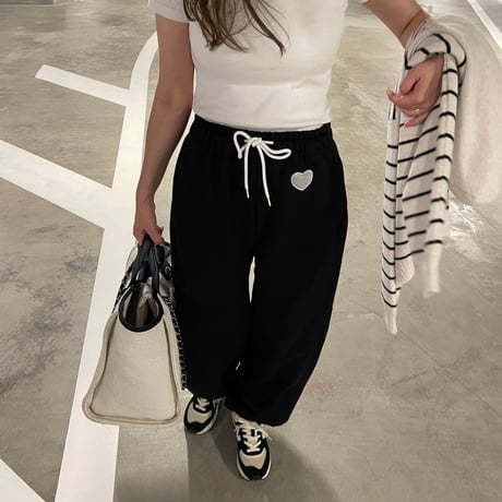 Heart sweat pants (Black)