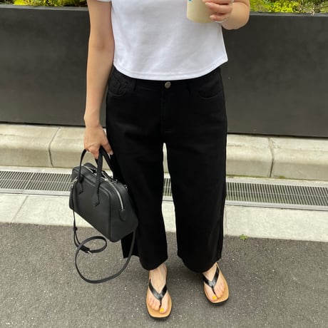 Cotton stretch ankle pants(Black)