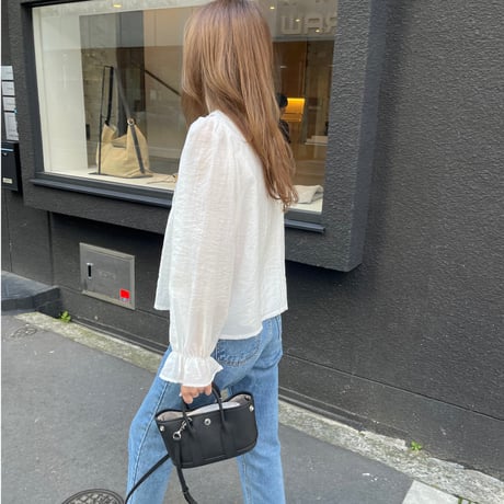 Sheer frill blouse(White)