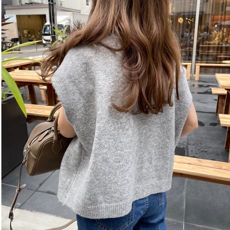 Wide cocoon vest(Gray)