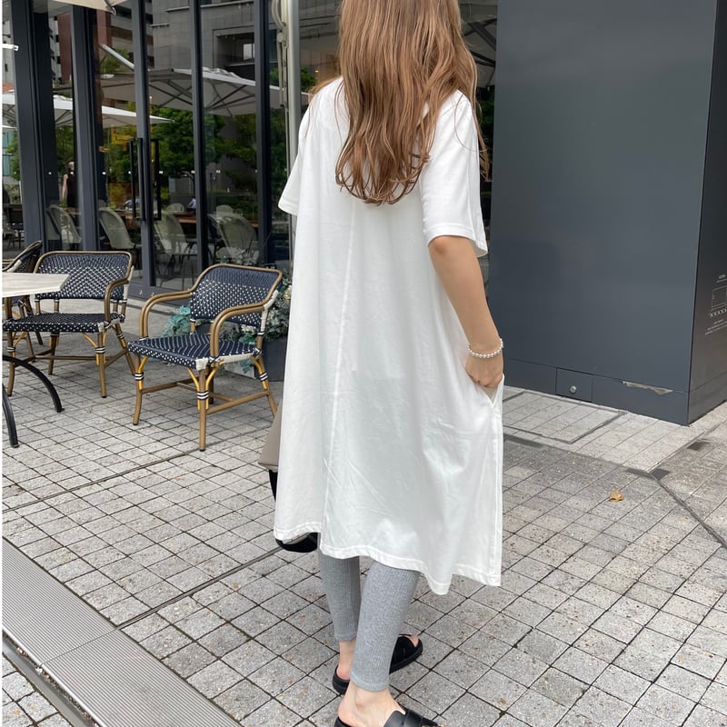 【新品】45rpm コットン 綿 半袖 ひざ丈 ワンピース 白 ホワイト フレア Cotton flare onepiece(White) | K