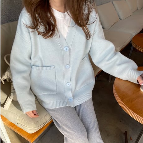 Basic pocket cardigan(Blue)