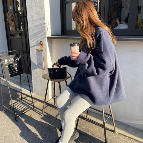 Fleece wide pullover(Navy)
