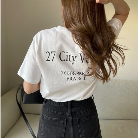 Back print logo t-shirts(White)