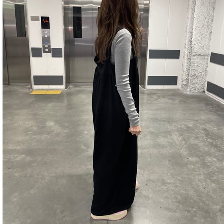 Wide pants salopetto(Black)