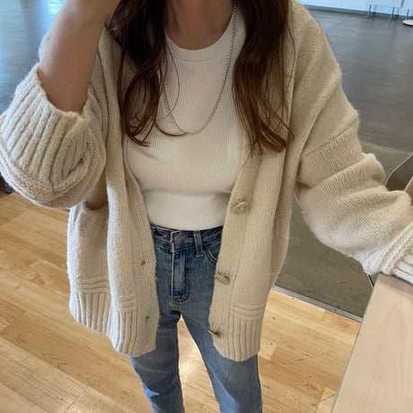 Over size pocket cardigan (Ivory)