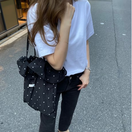 Flower frill tote bag(Black)