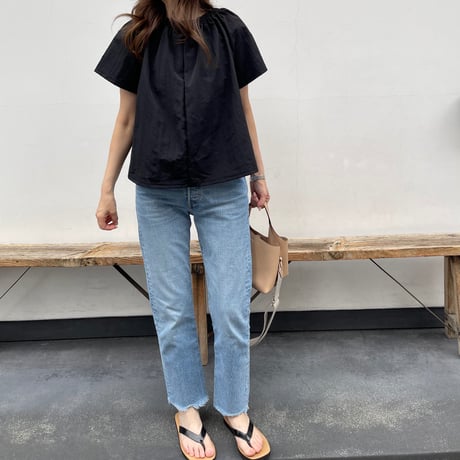 A-line gather flare tops(Black)