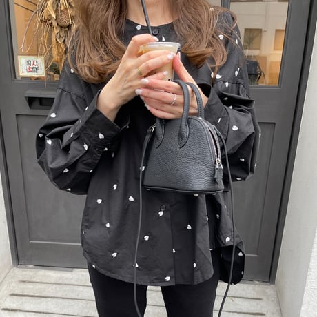 Leather mini sholder bag(Black)