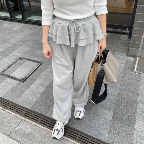 Frill sweat pants(Gray)