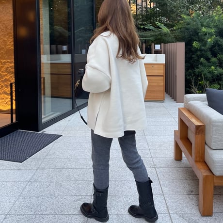 Fleece v-neck pullover(Ivory)