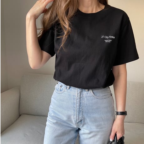 Back print logo t-shirts(Black)