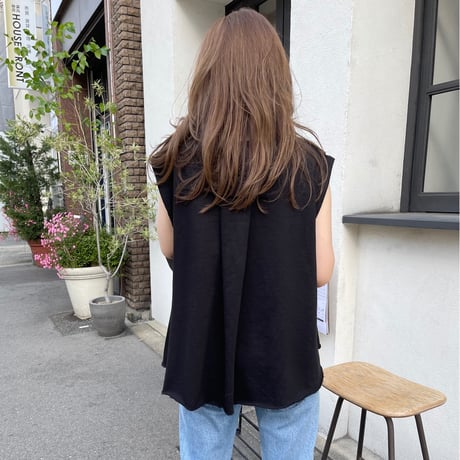 Tuck flare sweat tops(Black)