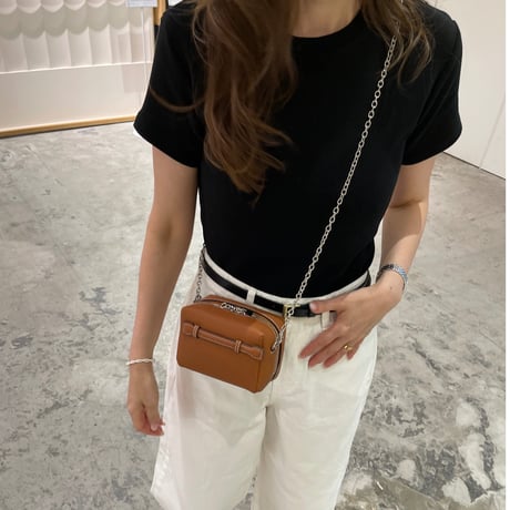 Leather mini pochette(Camel)