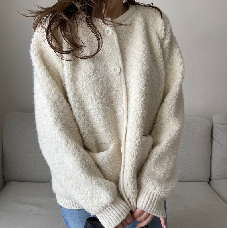 Bouclé knit cardigan (Ivory) | K