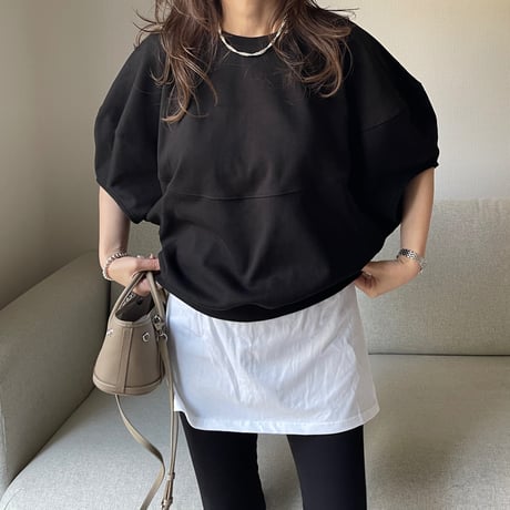 Wide balloon sweat tops(Black)