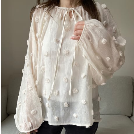Sheer dot blouse(Ivory)