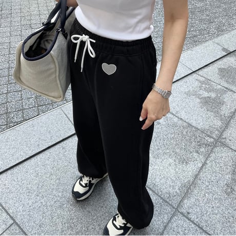 Heart sweat pants (Black)