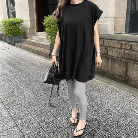 Cotton wide mini onepiece(Black)