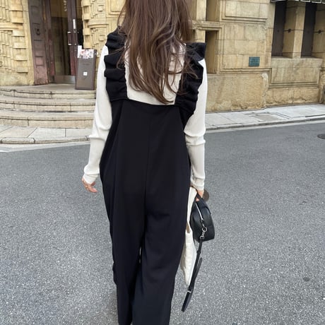 Sholder frill salopetto(Black)