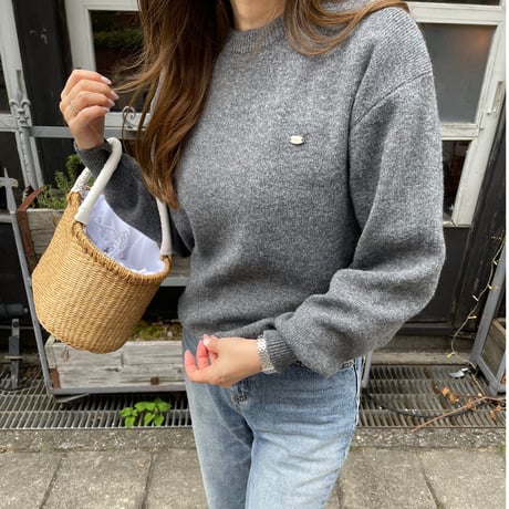 Gold plate basic knit(Charcoal gray)