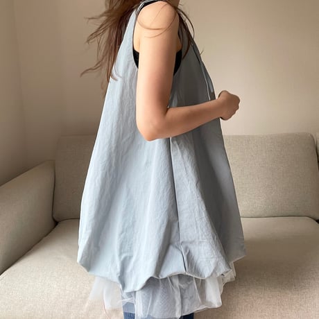 Balloon chiffon mini onepiece(Blue)